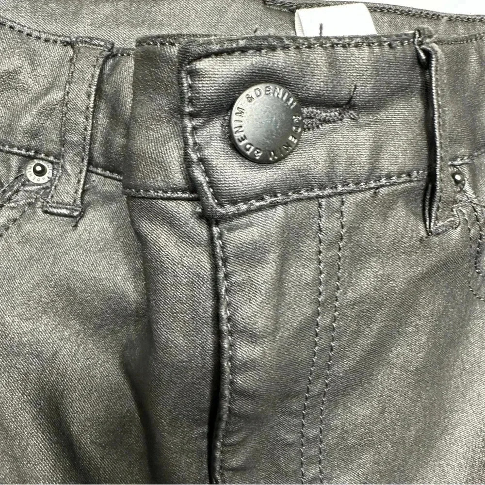 H&M Curvy Jeggings Ultra High Waist Ankle Black Coated Size 4 - Picture 6 of 16